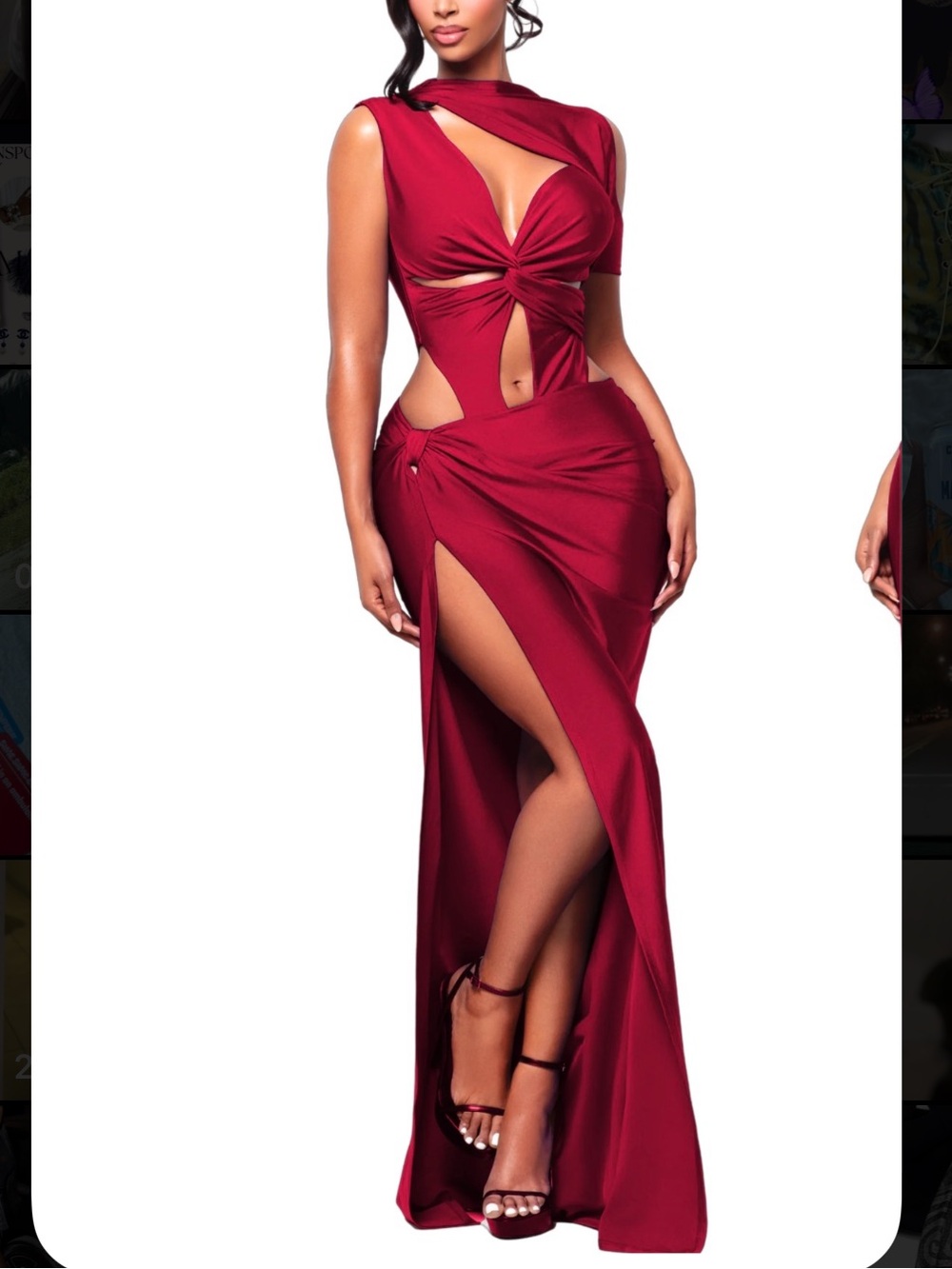 Burgundy Twist Cutout Maxi Dress